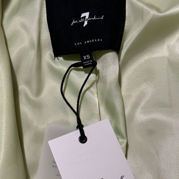 7 For All Mankind Light Green Faux Leather Crop Bomber Jacket Size XS - Picture 5 of 7